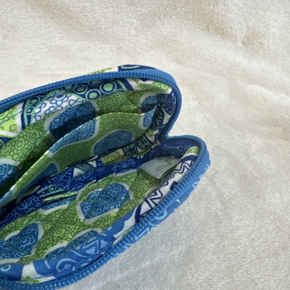Vera Bradley Wristlet Coin Purse Wallet Zip Pouch Blue‎ Green Floral - Picture 5 of 9